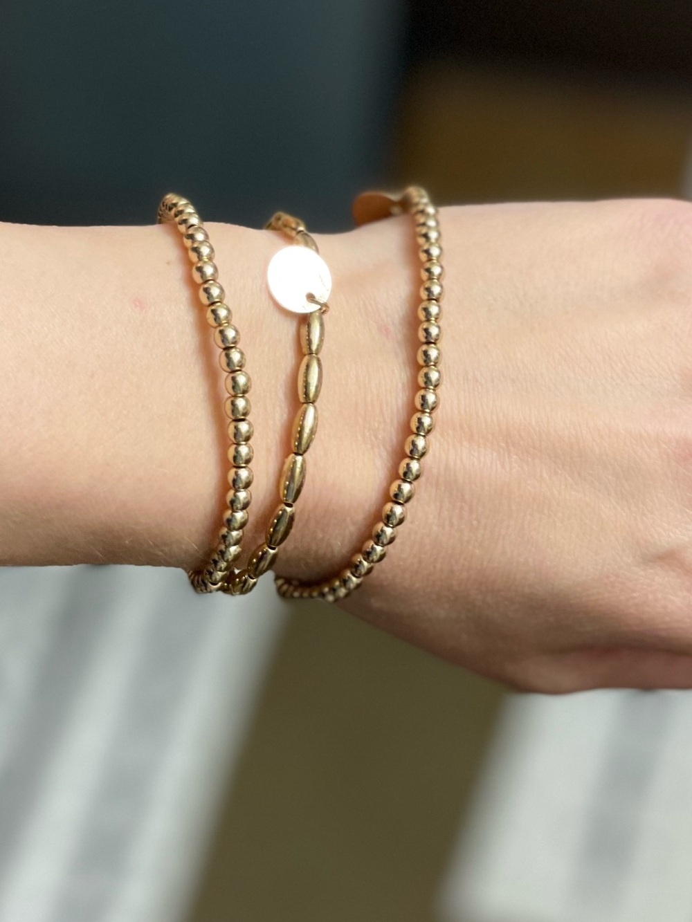 Gold Beaded Stretch Bracelet Set - Women’s Costume Jewelry